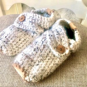 Crocheted Slippers with Leather Soles